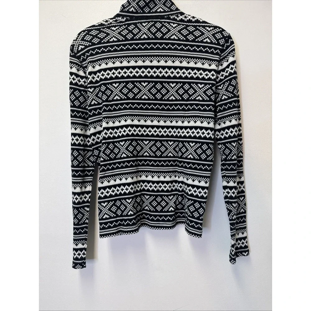 Lauren Ralph Lauren LRL Active  Shirt ‎ Size Medium Black White Women's 1/4 Zip